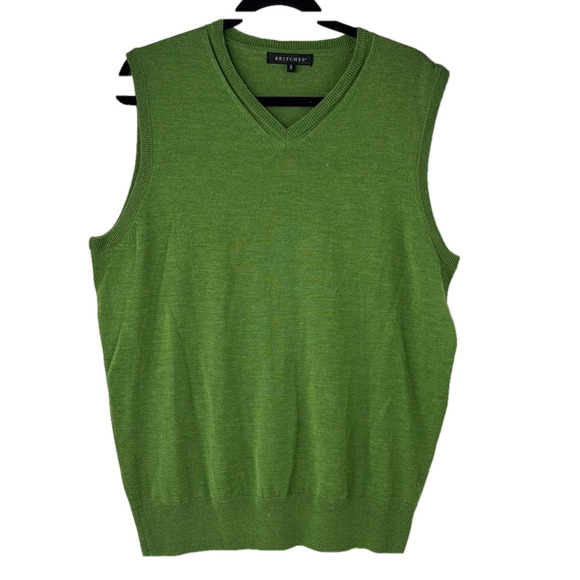 Britches Men's Vibrant Green V-Neck Knit Vest - Picture 1 of 9